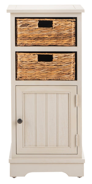 Safavieh Connery Cabinet - Rustic Farmhouse Storage Solution With Woven Baskets For Stylish Organization Vintage Grey AMH5742D