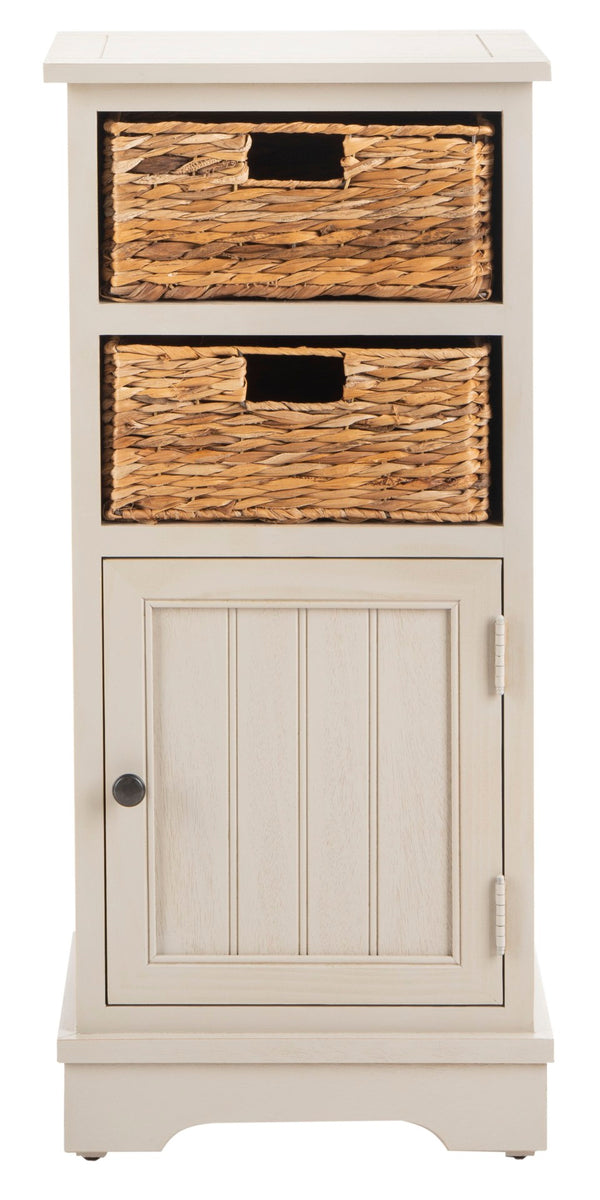 Safavieh Connery Cabinet - Rustic Farmhouse Storage Solution With Woven Baskets For Stylish Organization Vintage Grey AMH5742D