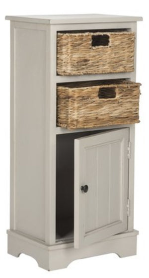Safavieh Connery Cabinet - Rustic Farmhouse Storage Solution With Woven Baskets For Stylish Organization Vintage Grey AMH5742D