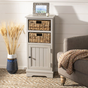 Safavieh Connery Cabinet - Rustic Farmhouse Storage Solution With Woven Baskets For Stylish Organization Vintage Grey AMH5742D