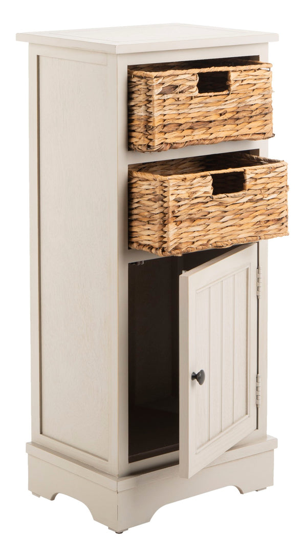 Safavieh Connery Cabinet - Rustic Farmhouse Storage Solution With Woven Baskets For Stylish Organization Vintage Grey AMH5742D