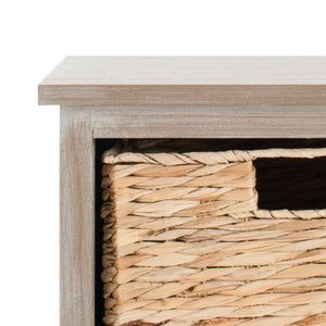 Safavieh Connery Cabinet - Rustic Farmhouse Storage Solution With Woven Baskets For Stylish Organization White Wash AMH5742E