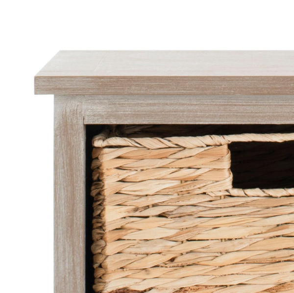 Safavieh Connery Cabinet - Rustic Farmhouse Storage Solution With Woven Baskets For Stylish Organization White Wash AMH5742E