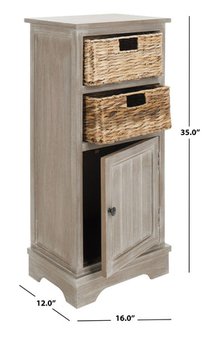 Safavieh Connery Cabinet - Rustic Farmhouse Storage Solution With Woven Baskets For Stylish Organization White Wash AMH5742E