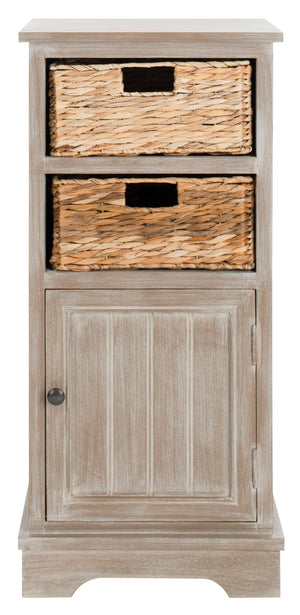 Safavieh Connery Cabinet - Rustic Farmhouse Storage Solution With Woven Baskets For Stylish Organization White Wash AMH5742E