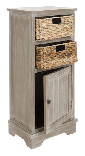 Safavieh Connery Cabinet - Rustic Farmhouse Storage Solution With Woven Baskets For Stylish Organization White Wash AMH5742E