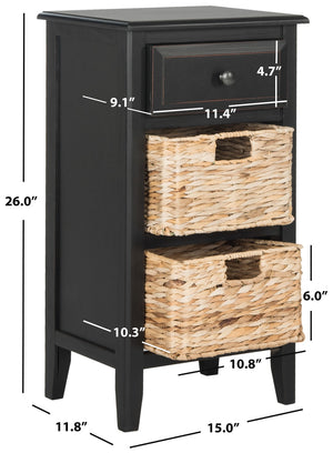 Safavieh Everly Drawer Side Table – Coastal Cottage Charm With Practical Storage For Modern Living Spaces Distressed  Black AMH5743A