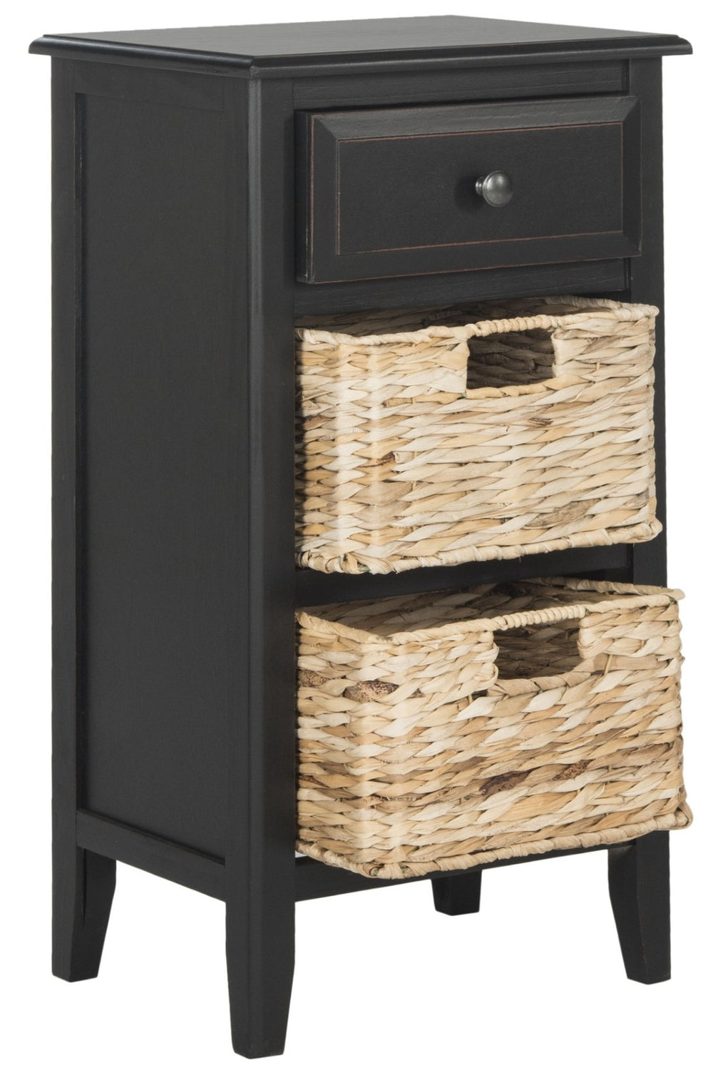 Safavieh Everly Drawer Side Table – Coastal Cottage Charm With Practical Storage For Modern Living Spaces Distressed  Black AMH5743A