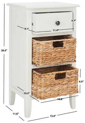 Safavieh Everly Drawer Side Table – Coastal Cottage Charm With Practical Storage For Modern Living Spaces Vintage White AMH5743B