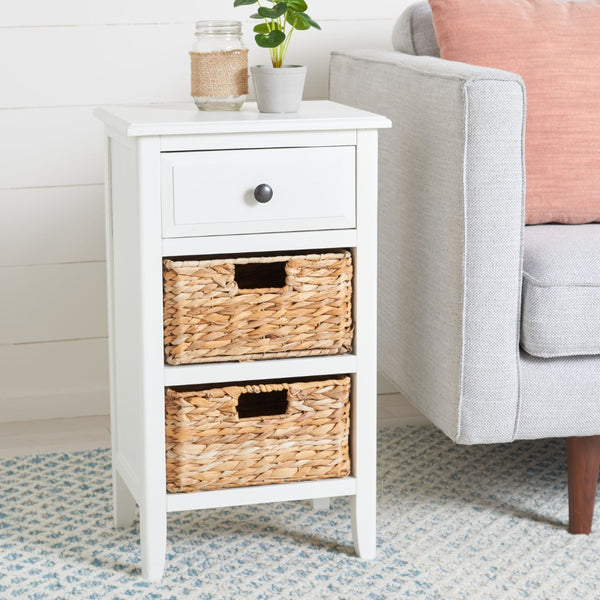 Safavieh Everly Drawer Side Table – Coastal Cottage Charm With Practical Storage For Modern Living Spaces Vintage White AMH5743B