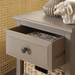 Everly Coastal Cottage Side Table - Charming Pine Design with Storage for Farmhouse Décor Needs