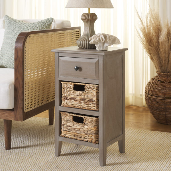 Everly Coastal Cottage Side Table - Charming Pine Design with Storage for Farmhouse Décor Needs