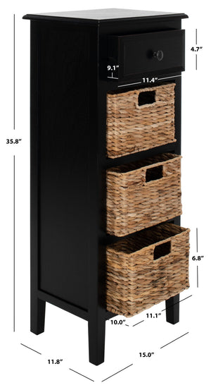 Safavieh Michaela Storage Unit - Rustic Pine Organizer With Woven Basket Drawers For Home Décor And Style Distressed  Black AMH5744A