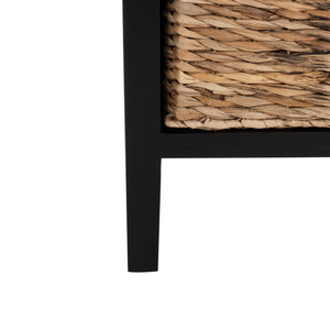 Safavieh Michaela Storage Unit - Rustic Pine Organizer With Woven Basket Drawers For Home Décor And Style Distressed  Black AMH5744A