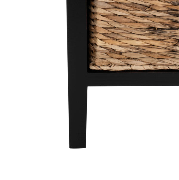 Safavieh Michaela Storage Unit - Rustic Pine Organizer With Woven Basket Drawers For Home Décor And Style Distressed  Black AMH5744A