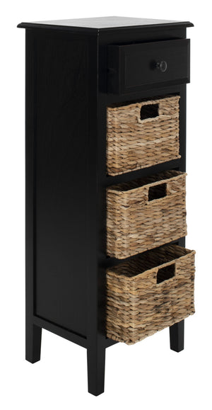 Safavieh Michaela Storage Unit - Rustic Pine Organizer With Woven Basket Drawers For Home Décor And Style Distressed  Black AMH5744A