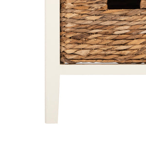 Safavieh Michaela Storage Unit - Rustic Pine Organizer With Woven Basket Drawers For Home Décor And Style Vintage White AMH5744B