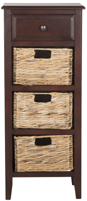 Safavieh Michaela Storage Unit - Rustic Pine Organizer With Woven Basket Drawers For Home Décor And Style Cherry AMH5744C