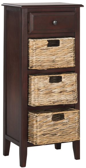 Safavieh Michaela Storage Unit - Rustic Pine Organizer With Woven Basket Drawers For Home Décor And Style Cherry AMH5744C