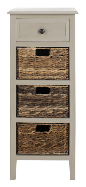 Safavieh Michaela Storage Unit - Rustic Pine Organizer With Woven Basket Drawers For Home Décor And Style Vintage Grey AMH5744D