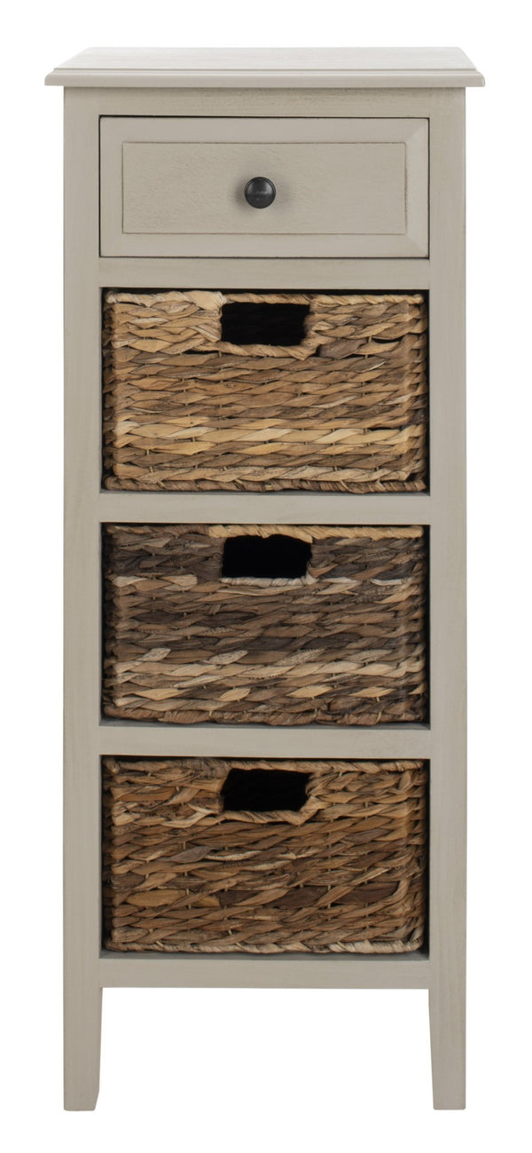 Safavieh Michaela Storage Unit - Rustic Pine Organizer With Woven Basket Drawers For Home Décor And Style Vintage Grey AMH5744D