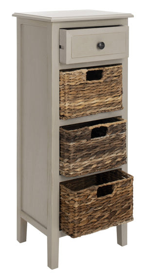 Safavieh Michaela Storage Unit - Rustic Pine Organizer With Woven Basket Drawers For Home Décor And Style Vintage Grey AMH5744D