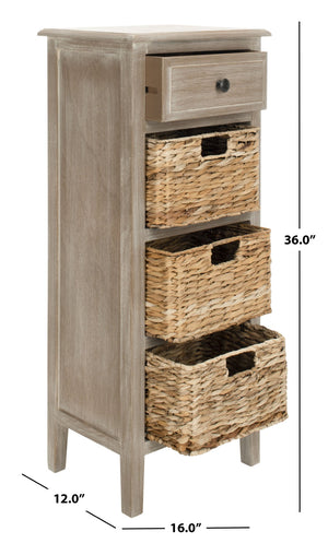 Safavieh Michaela Storage Unit - Rustic Pine Organizer With Woven Basket Drawers For Home Décor And Style White Wash AMH5744E