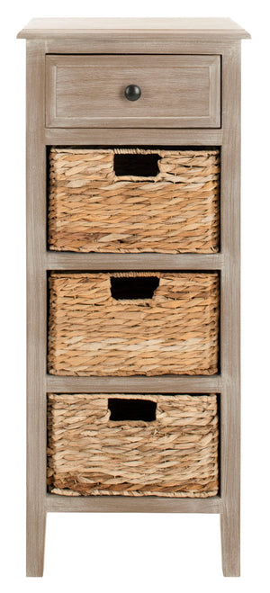 Safavieh Michaela Storage Unit - Rustic Pine Organizer With Woven Basket Drawers For Home Décor And Style White Wash AMH5744E