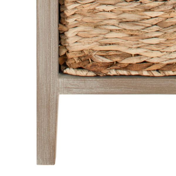 Safavieh Michaela Storage Unit - Rustic Pine Organizer With Woven Basket Drawers For Home Décor And Style White Wash AMH5744E