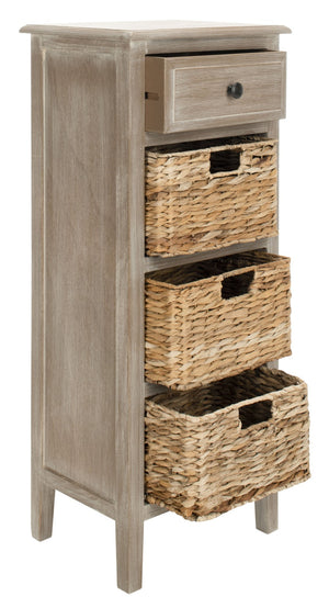 Safavieh Michaela Storage Unit - Rustic Pine Organizer With Woven Basket Drawers For Home Décor And Style White Wash AMH5744E