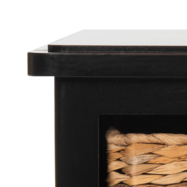 Safavieh Rooney Coastal Entertainment Unit With Rattan Baskets - Rustic Black Pine For Stylish Media Storage AMH5745A