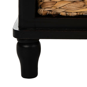 Safavieh Rooney Coastal Entertainment Unit With Rattan Baskets - Rustic Black Pine For Stylish Media Storage AMH5745A