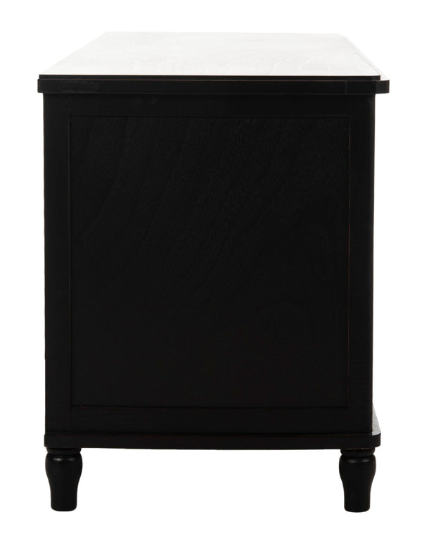 Safavieh Rooney Coastal Entertainment Unit With Rattan Baskets - Rustic Black Pine For Stylish Media Storage AMH5745A