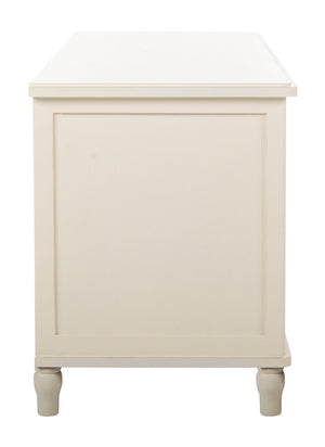 Safavieh Rooney Entertainment Unit: Timeless Media Stand With Rattan Baskets For Coastal-Inspired Living Spaces Vintage White AMH5745B