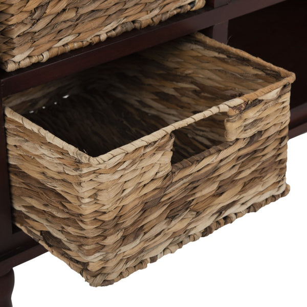 Safavieh Rooney Entertainment Unit: Timeless Media Stand With Rattan Baskets For Coastal-Inspired Living Spaces Cherry AMH5745C