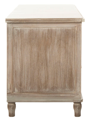 Safavieh Rooney Entertainment Unit: Timeless Media Stand With Rattan Baskets For Coastal-Inspired Living Spaces White Wash AMH5745E