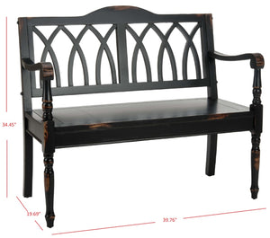Safavieh Benjamin Garden-Inspired Elegance Bench – Timeless Poplar Wood Design For Living Spaces And Entryways Distressed Black AMH6500B