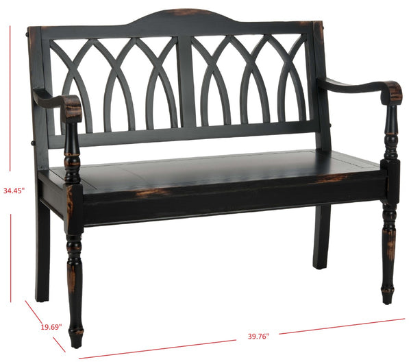 Safavieh Benjamin Garden-Inspired Elegance Bench – Timeless Poplar Wood Design For Living Spaces And Entryways Distressed Black AMH6500B