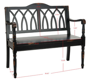 Safavieh Benjamin Garden-Inspired Elegance Bench – Timeless Poplar Wood Design For Living Spaces And Entryways Distressed Black AMH6500B