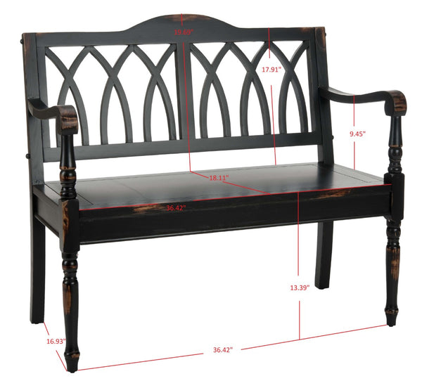 Safavieh Benjamin Garden-Inspired Elegance Bench – Timeless Poplar Wood Design For Living Spaces And Entryways Distressed Black AMH6500B