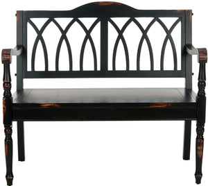 Safavieh Benjamin Garden-Inspired Elegance Bench – Timeless Poplar Wood Design For Living Spaces And Entryways Distressed Black AMH6500B