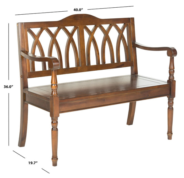 Safavieh Benjamin Garden-Inspired Elegance Bench – Timeless Poplar Wood Design For Living Spaces And Entryways Dark Teak AMH6500D