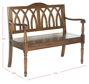 Safavieh Benjamin Garden-Inspired Elegance Bench – Timeless Poplar Wood Design For Living Spaces And Entryways Dark Teak AMH6500D