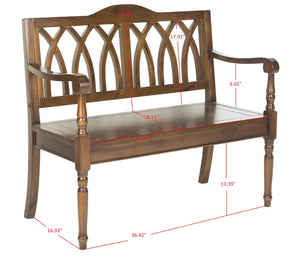 Safavieh Benjamin Garden-Inspired Elegance Bench – Timeless Poplar Wood Design For Living Spaces And Entryways Dark Teak AMH6500D