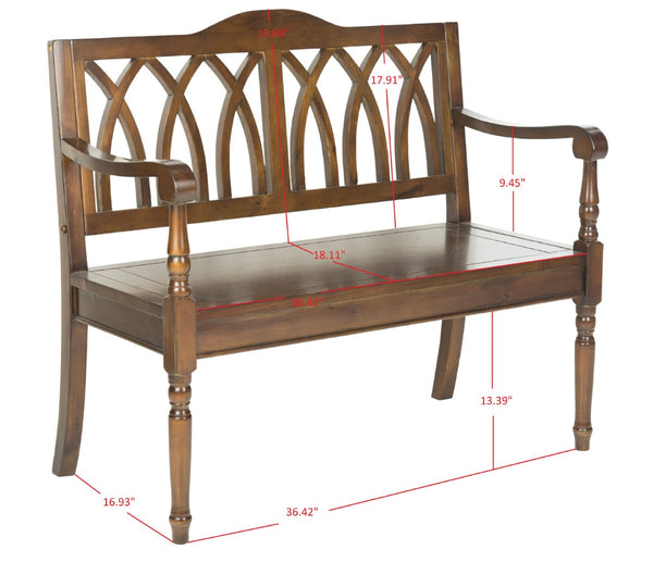 Safavieh Benjamin Garden-Inspired Elegance Bench – Timeless Poplar Wood Design For Living Spaces And Entryways Dark Teak AMH6500D