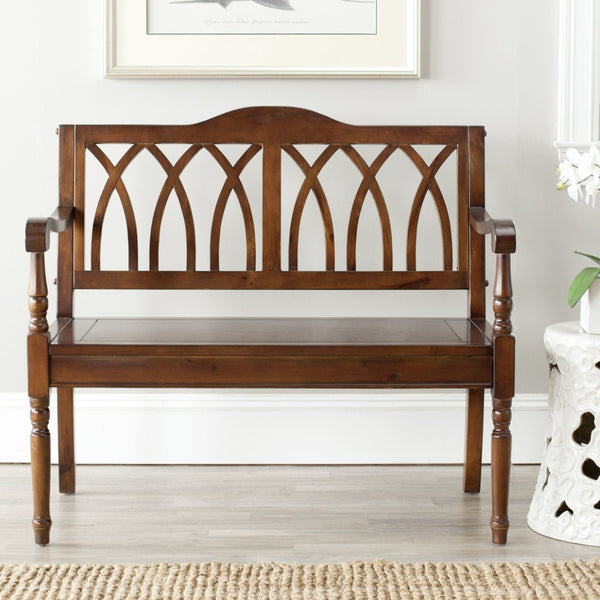 Safavieh Benjamin Garden-Inspired Elegance Bench – Timeless Poplar Wood Design For Living Spaces And Entryways Dark Teak AMH6500D
