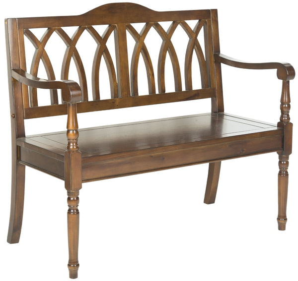 Safavieh Benjamin Garden-Inspired Elegance Bench – Timeless Poplar Wood Design For Living Spaces And Entryways Dark Teak AMH6500D