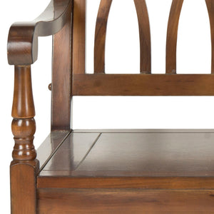 Safavieh Benjamin Garden-Inspired Elegance Bench – Timeless Poplar Wood Design For Living Spaces And Entryways Dark Teak AMH6500D
