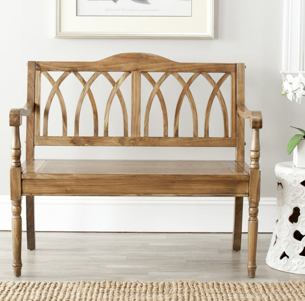 Safavieh Benjamin Garden-Inspired Elegance Bench – Timeless Poplar Wood Design For Living Spaces And Entryways Oak AMH6500E