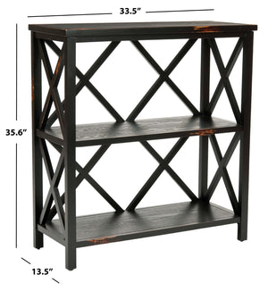 Safavieh Lucas Two-Tier Low Etagere - Versatile Storage & Display Shelf With Distressed Black Pine Finish AMH6501A